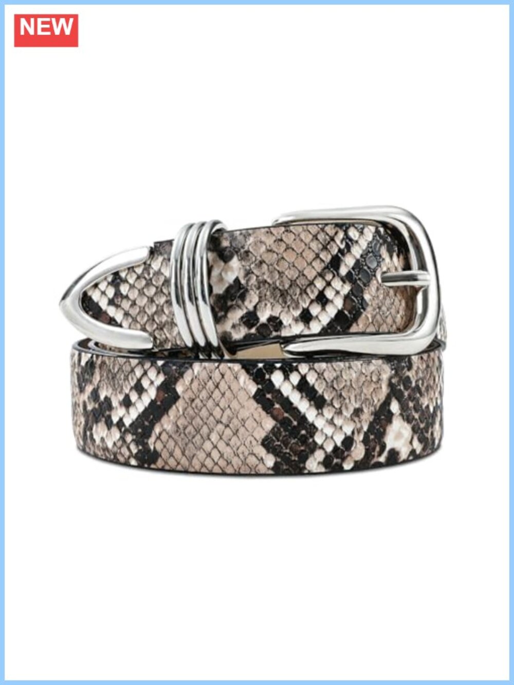 Snake Print Leather Belt Gold Buckle Women's Fashion Waist Belt